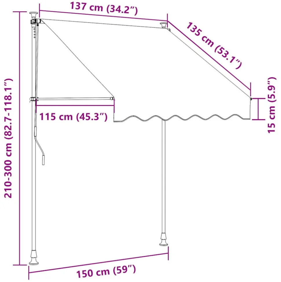VIDAXL - Auvent rétractable crème 150x150 m tissu et acier