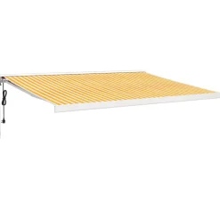 VIDAXL - Auvent rétractable jaune et blanc 4,5x3 m tissu et aluminium