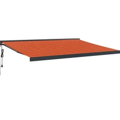 VIDAXL - Auvent rétractable orange et marron 4x3 m tissu et aluminium