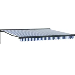 VIDAXL - Auvent rétractable bleu et blanc 4x3 m tissu et aluminium