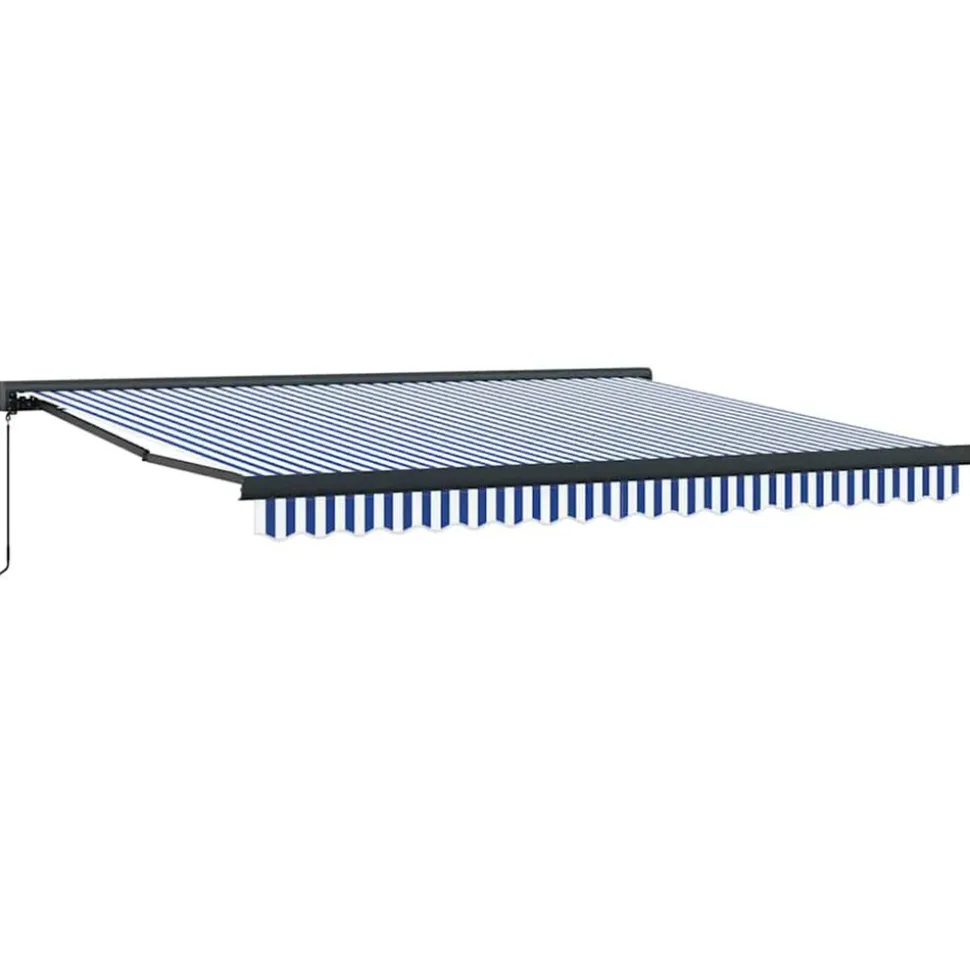 VIDAXL - Auvent rétractable bleu et blanc 4x3 m tissu et aluminium