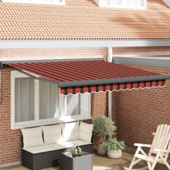 VIDAXL - Auvent rétractable orange et marron 3,5x2,5m tissu et aluminium