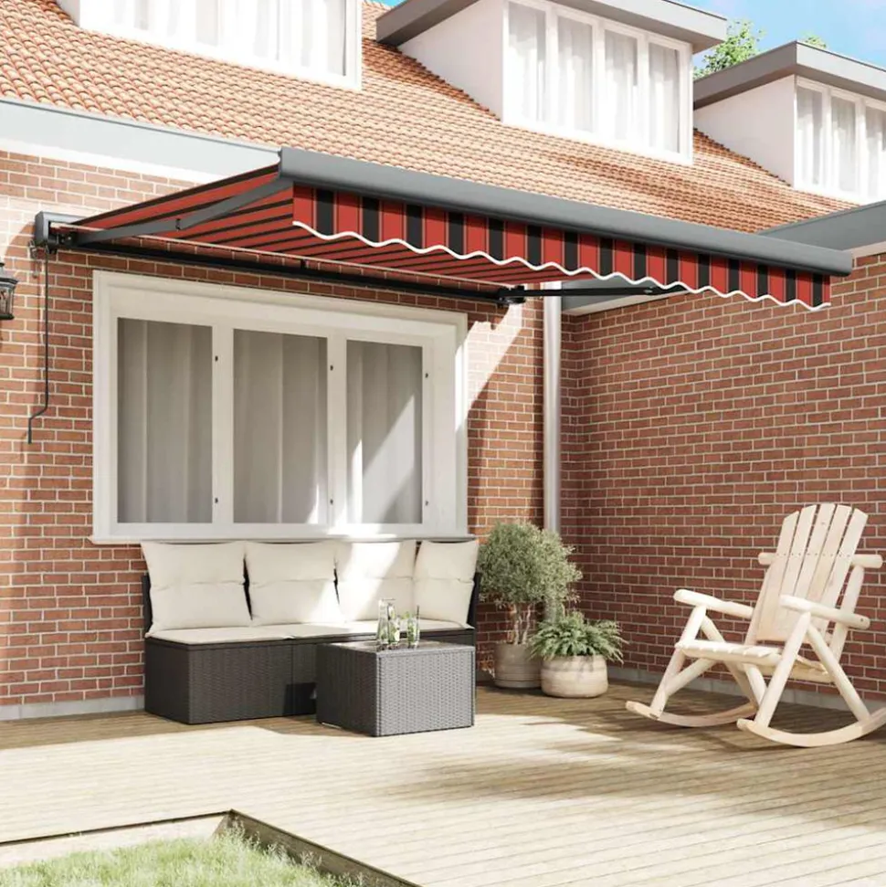 VIDAXL - Auvent rétractable orange et marron 3,5x2,5m tissu et aluminium