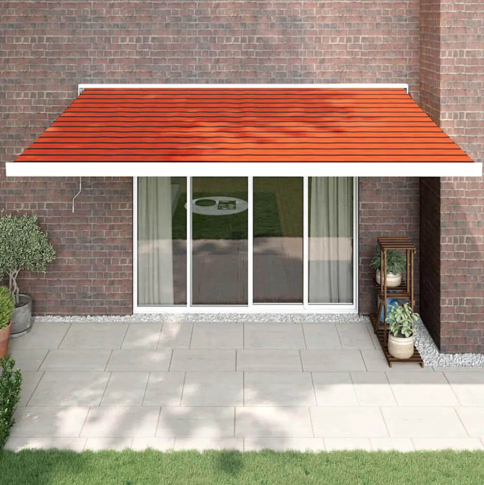 VIDAXL - Auvent rétractable orange et marron 4,5x3 m tissu et aluminium