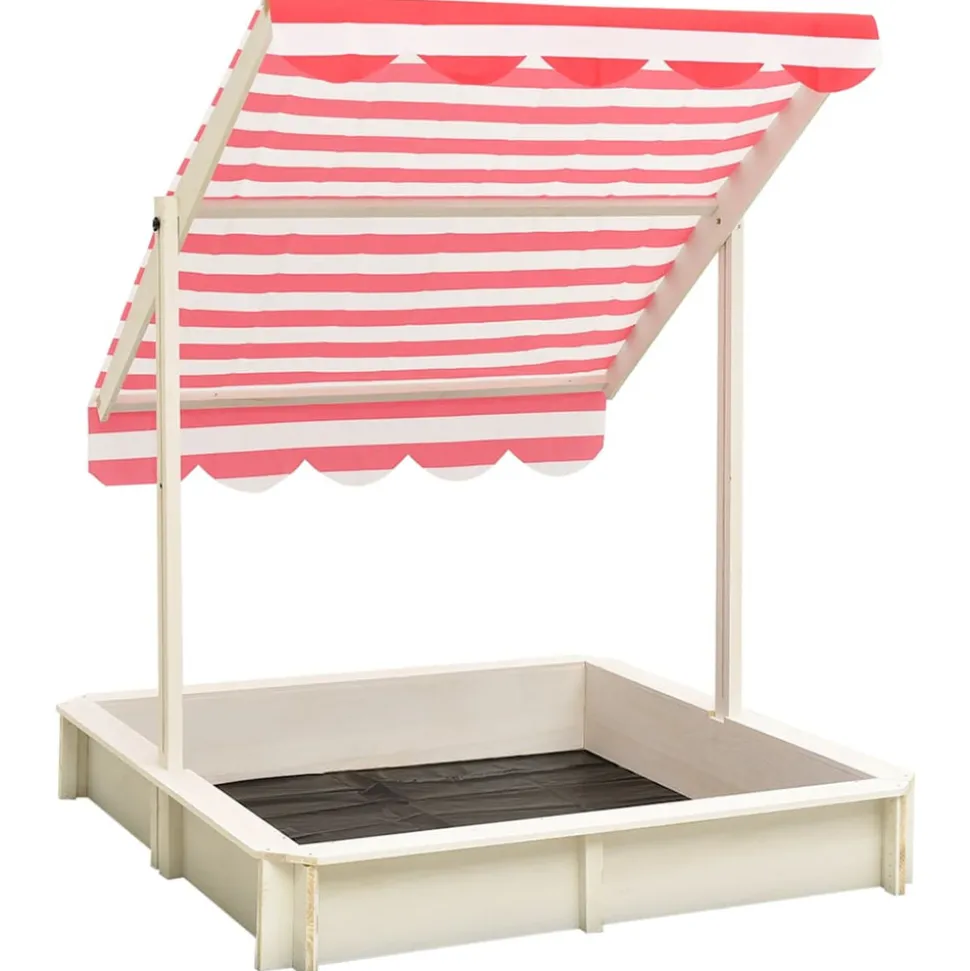 VIDAXL - Bac à sable et toit réglable bois de sapin blanc et rouge uv50