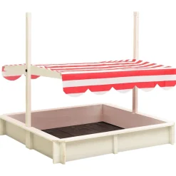 VIDAXL - Bac à sable et toit réglable bois de sapin blanc et rouge uv50
