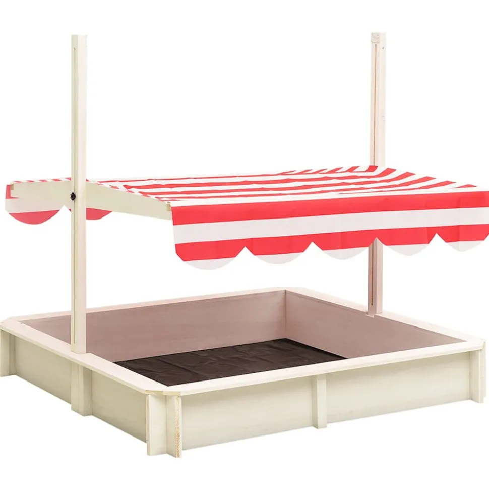 VIDAXL - Bac à sable et toit réglable bois de sapin blanc et rouge uv50