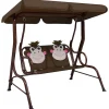 VIDAXL - Balancelle pour enfants marron 115x75x110 cm tissu