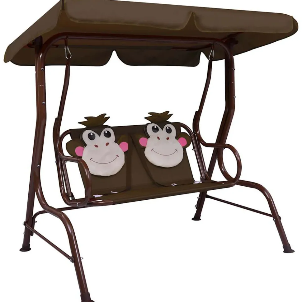 VIDAXL - Balancelle pour enfants marron 115x75x110 cm tissu