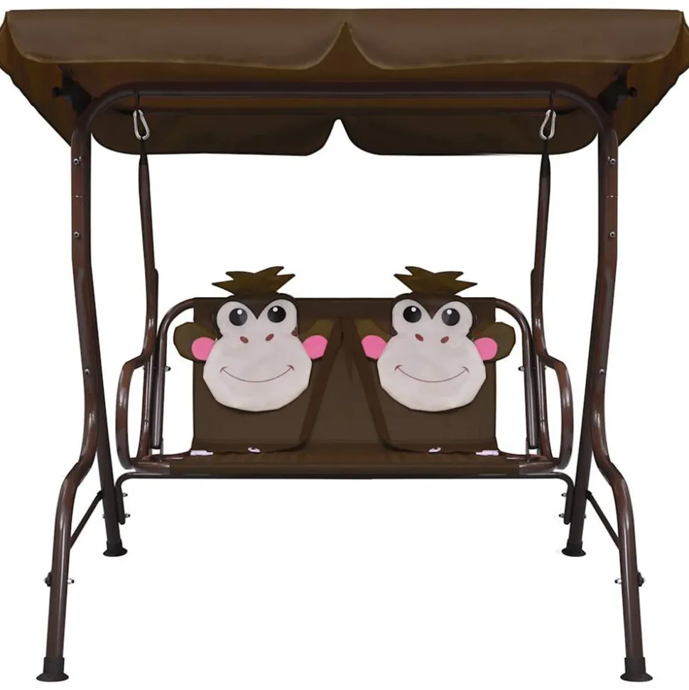 VIDAXL - Balancelle pour enfants marron 115x75x110 cm tissu