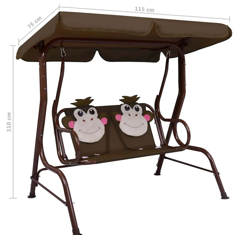 VIDAXL - Balancelle pour enfants marron 115x75x110 cm tissu