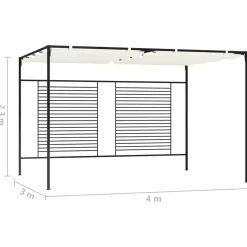 VIDAXL - Belvédère avec auvent rétractable 3x4x2,3 m crème 180 g/m²
