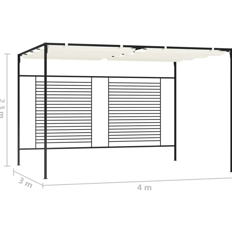 VIDAXL - Belvédère avec auvent rétractable 3x4x2,3 m crème 180 g/m²