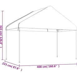 VIDAXL - Belvédère avec toit blanc 20,07x4,08x3,22 m polyéthylène