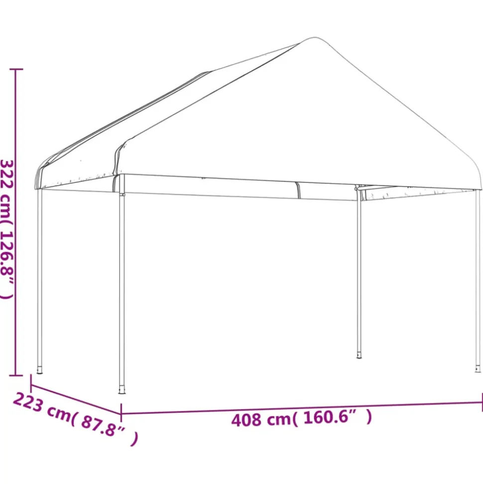 VIDAXL - Belvédère avec toit blanc 20,07x4,08x3,22 m polyéthylène