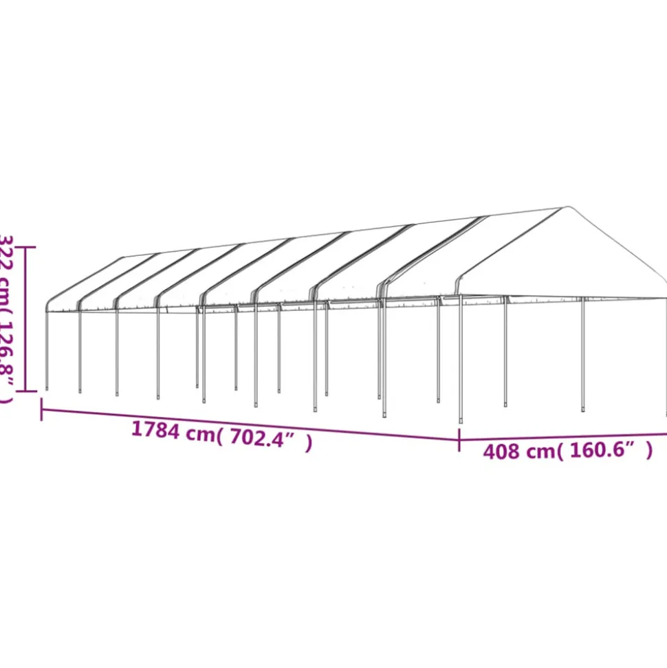 VIDAXL - Belvédère avec toit blanc 17,84x4,08x3,22 m polyéthylène
