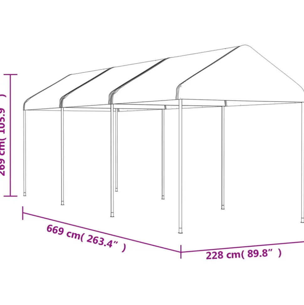 VIDAXL - Belvédère avec toit blanc 6,69x2,28x2,69 m polyéthylène