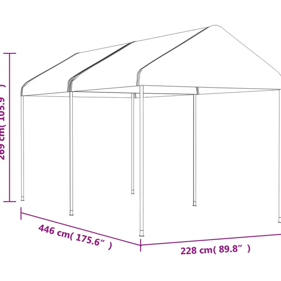VIDAXL - Belvédère avec toit blanc 4,46x2,28x2,69 m polyéthylène