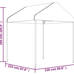 VIDAXL - Belvédère avec toit blanc 4,46x2,28x2,69 m polyéthylène