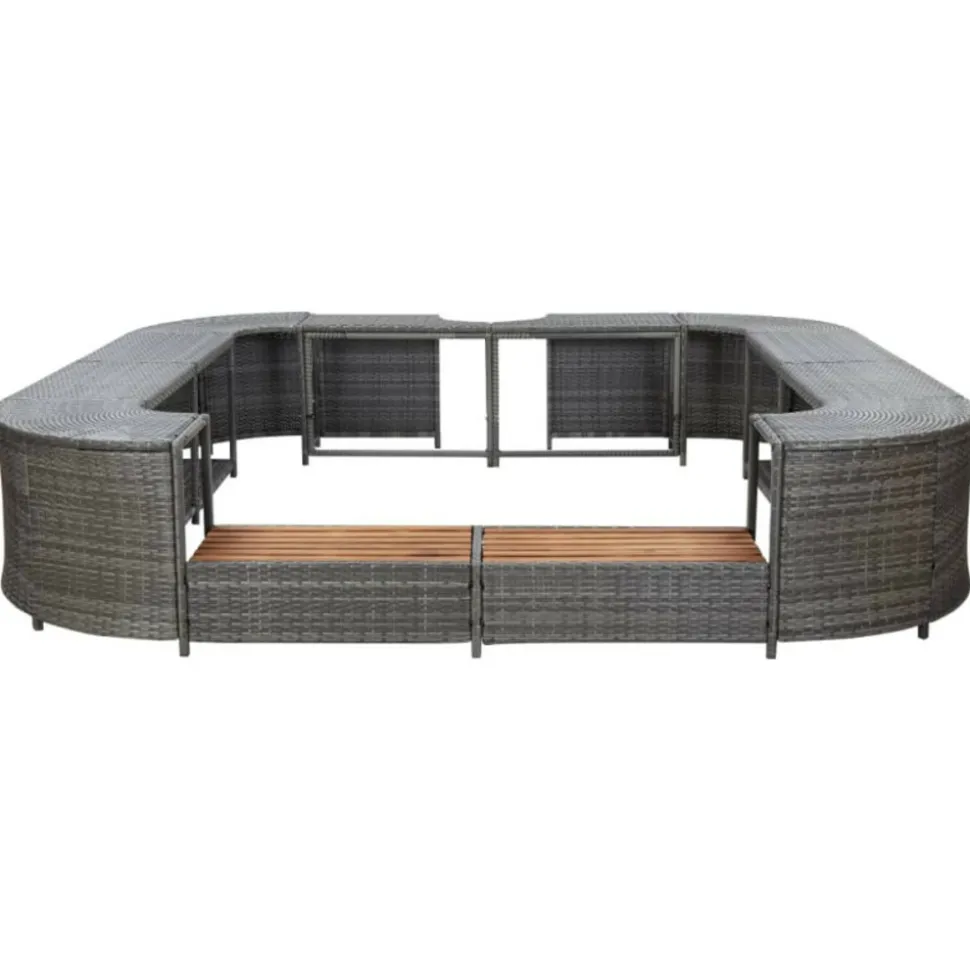 VIDAXL - Cadre de spa carré gris 268x268x55 cm résine tressée