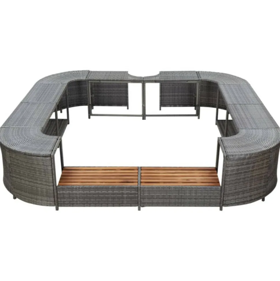 VIDAXL - Cadre de spa carré gris 268x268x55 cm résine tressée