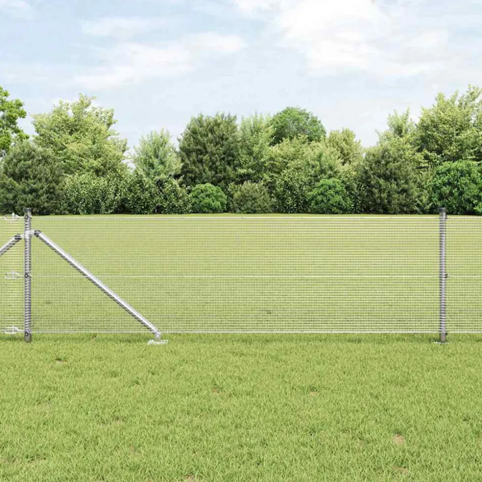 VIDAXL - Clôture avec poteaux argent 0.6 x 25 m acier