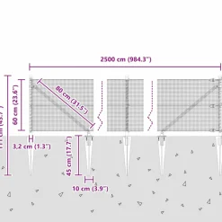 VIDAXL - Clôture avec poteaux argent 0.6 x 25 m acier