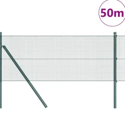 VIDAXL - Clôture avec poteaux vert 0,8 x 50 m acier