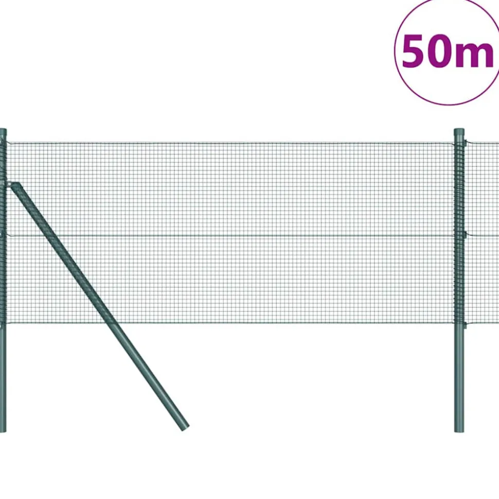 VIDAXL - Clôture avec poteaux vert 0,8 x 50 m acier
