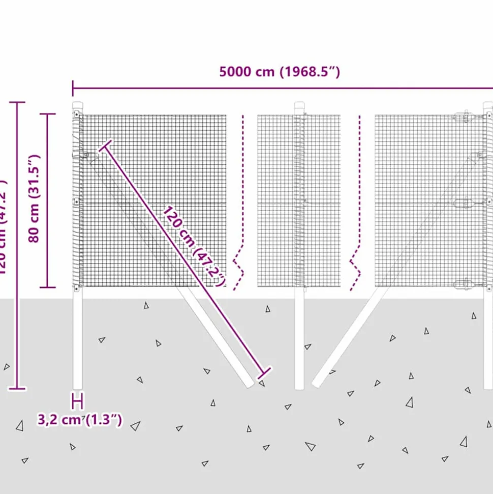 VIDAXL - Clôture avec poteaux vert 0,8 x 50 m acier