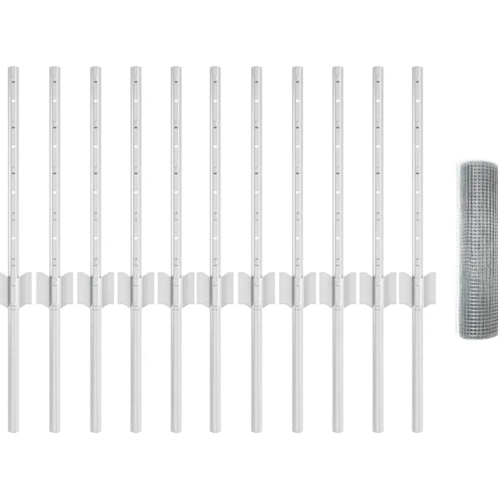 VIDAXL - Clôture avec poteaux argent 0.4 x 25 m acier