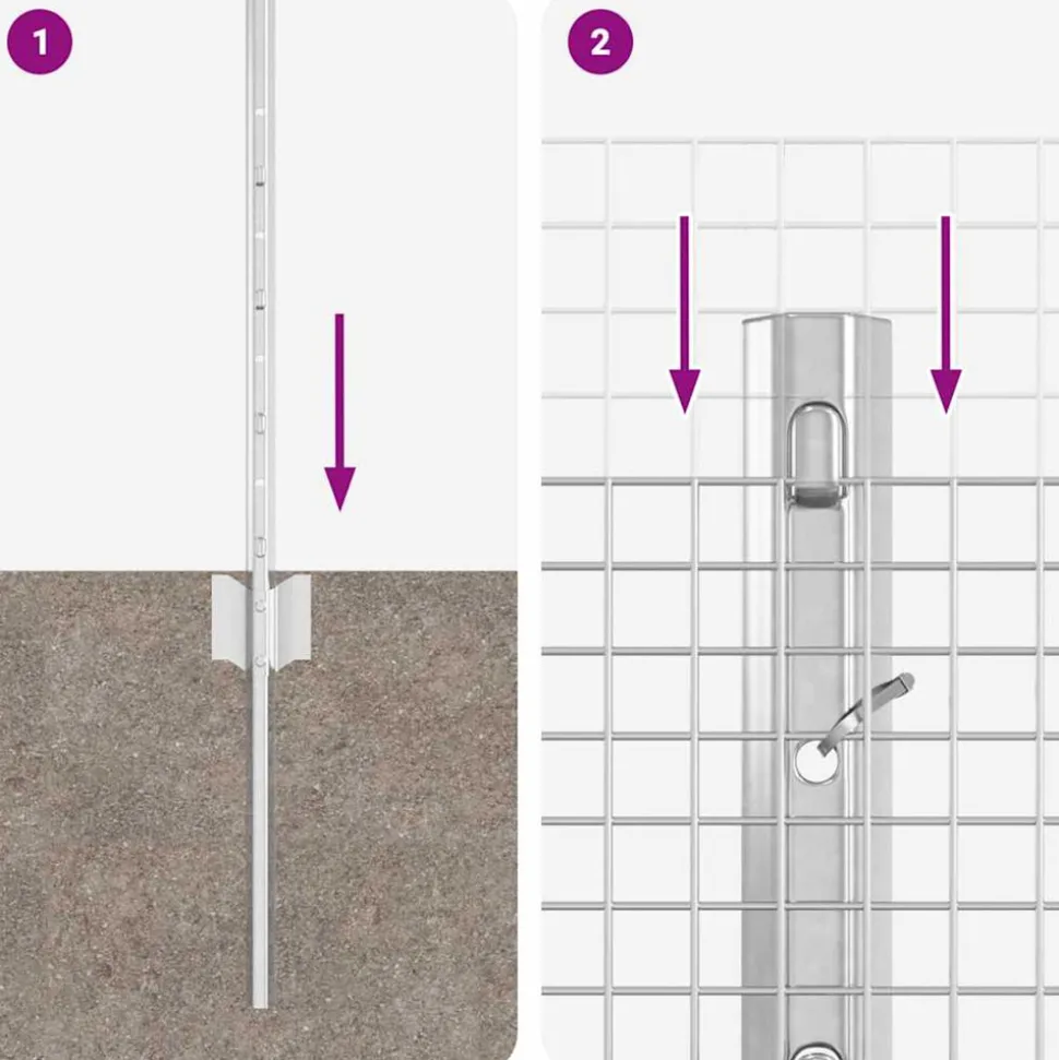 VIDAXL - Clôture avec poteaux argent 0.4 x 25 m acier