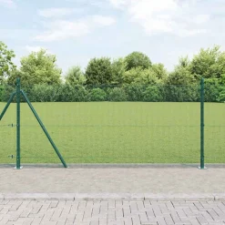 VIDAXL - Clôture avec poteaux vert 0.8 x 10 m acier