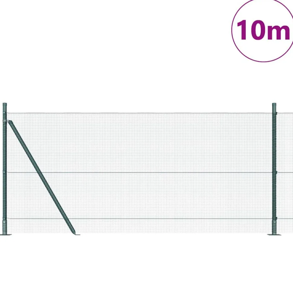 VIDAXL - Clôture avec poteaux vert 0.8 x 10 m acier