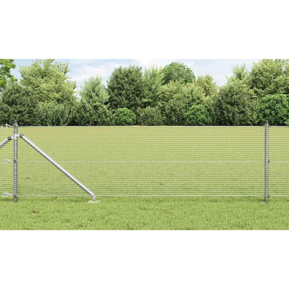 VIDAXL - Clôture avec poteaux argent 0.8 x 25 m acier