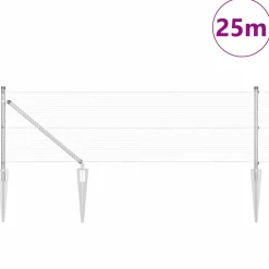 VIDAXL - Clôture avec poteaux argent 0.8 x 25 m acier