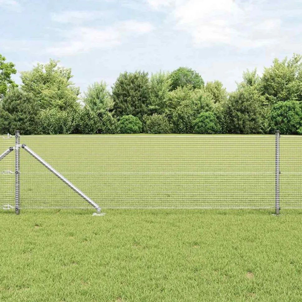 VIDAXL - Clôture avec poteaux argent 0.8 x 25 m acier