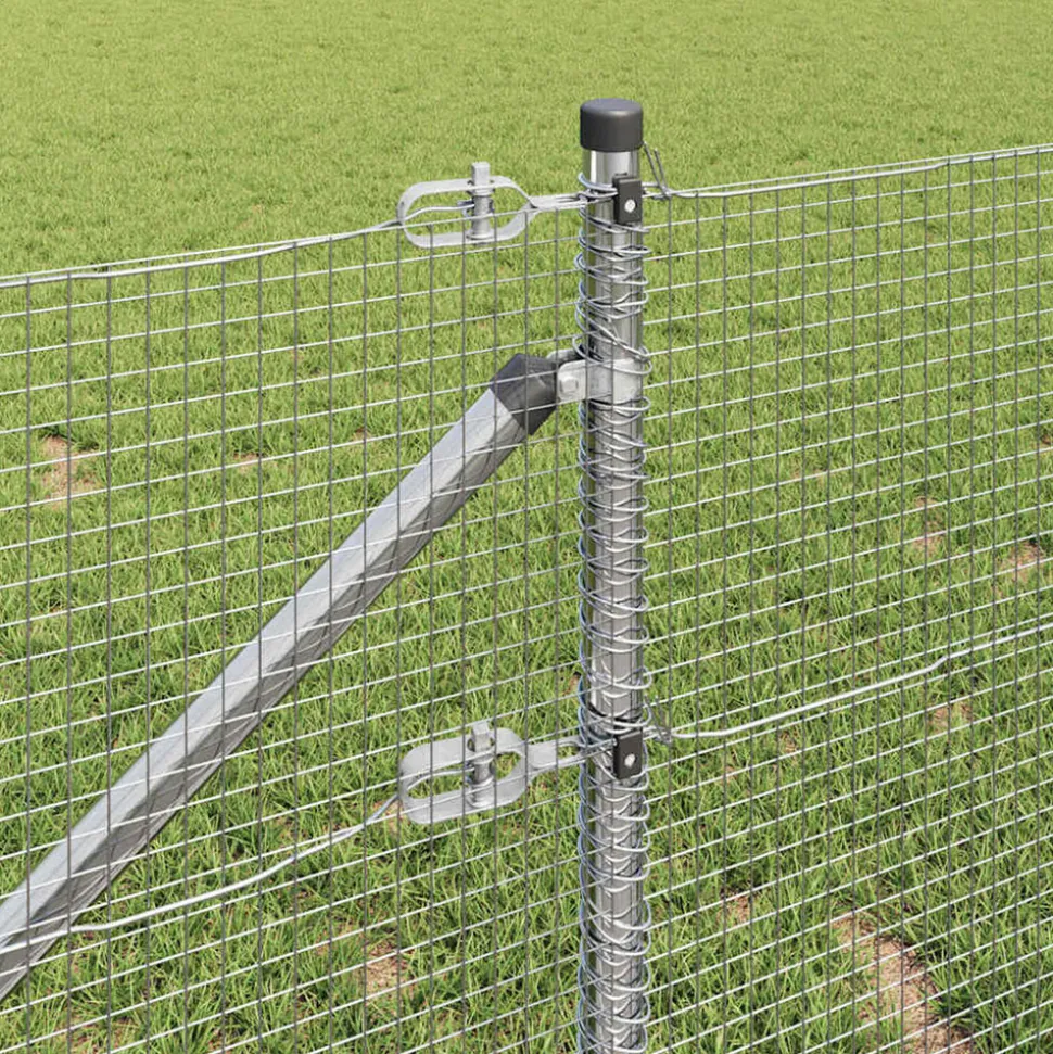 VIDAXL - Clôture avec poteaux argent 0.8 x 25 m acier