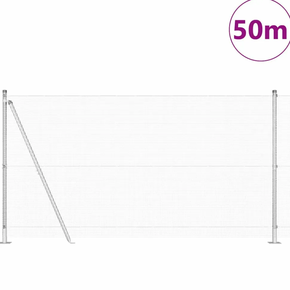 VIDAXL - Clôture avec poteaux argent 1.2 x 50 m acier