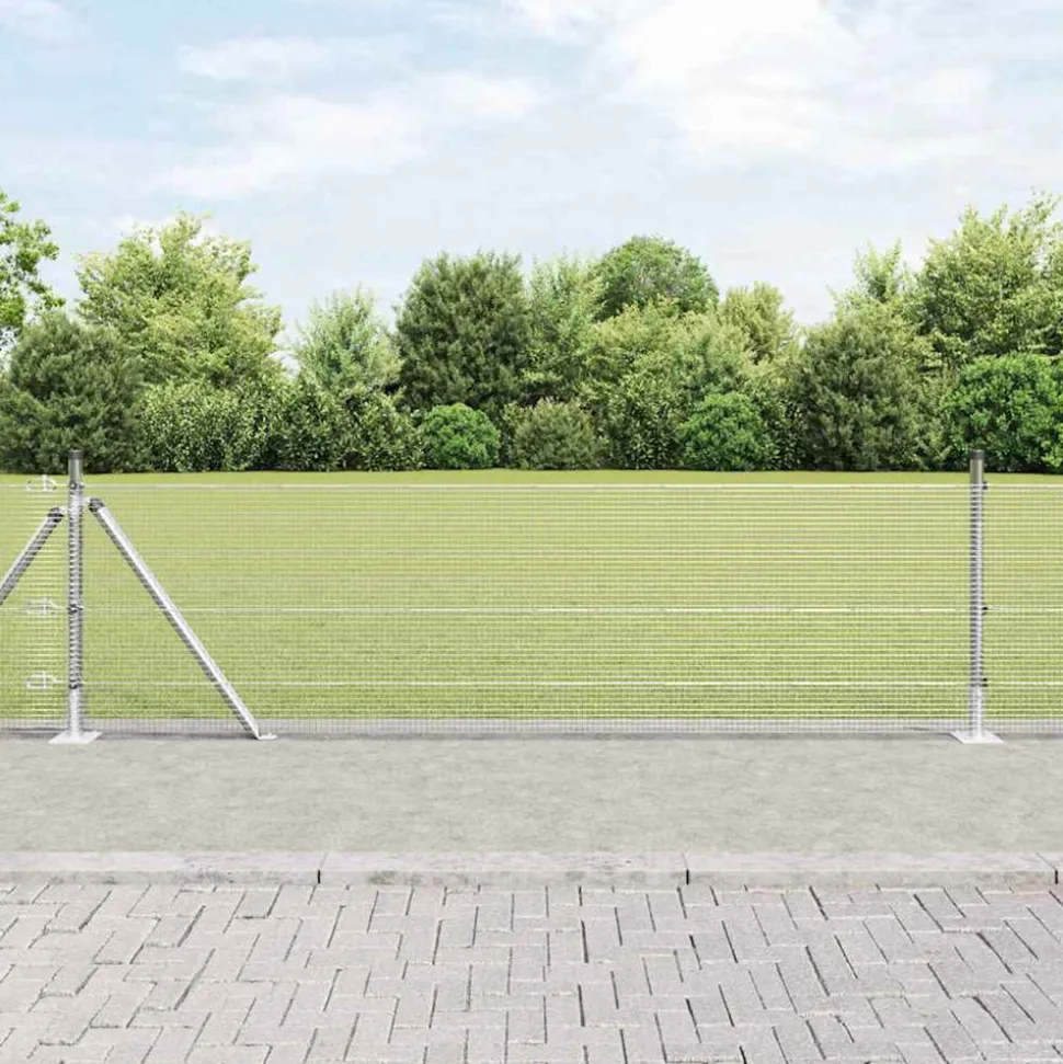 VIDAXL - Clôture avec poteaux argent 0.6 x 25 m acier