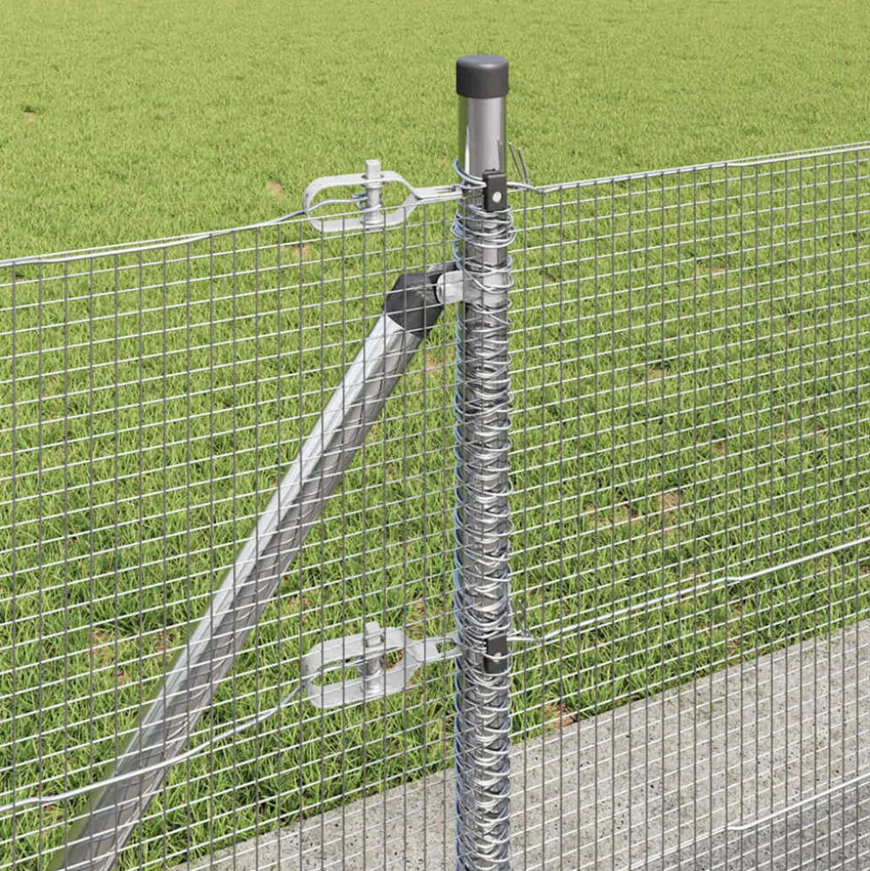 VIDAXL - Clôture avec poteaux argent 0.6 x 25 m acier