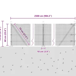 VIDAXL - Clôture avec poteaux argent 0.6 x 25 m acier