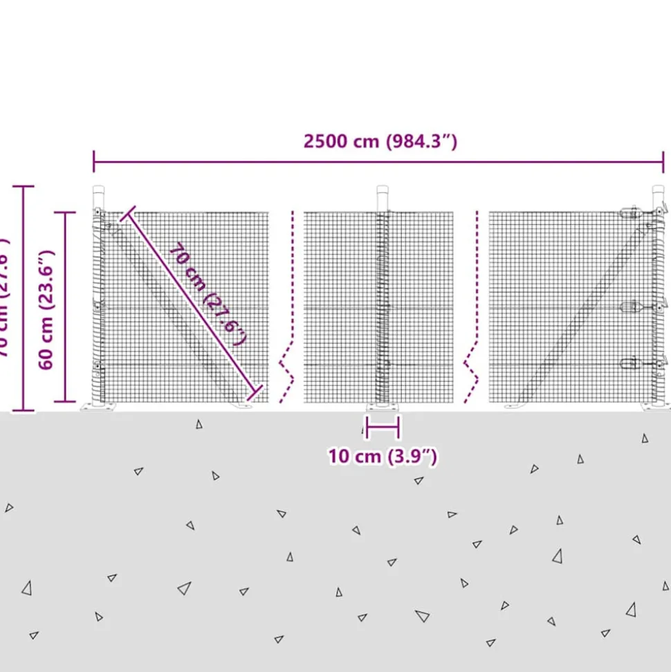 VIDAXL - Clôture avec poteaux argent 0.6 x 25 m acier