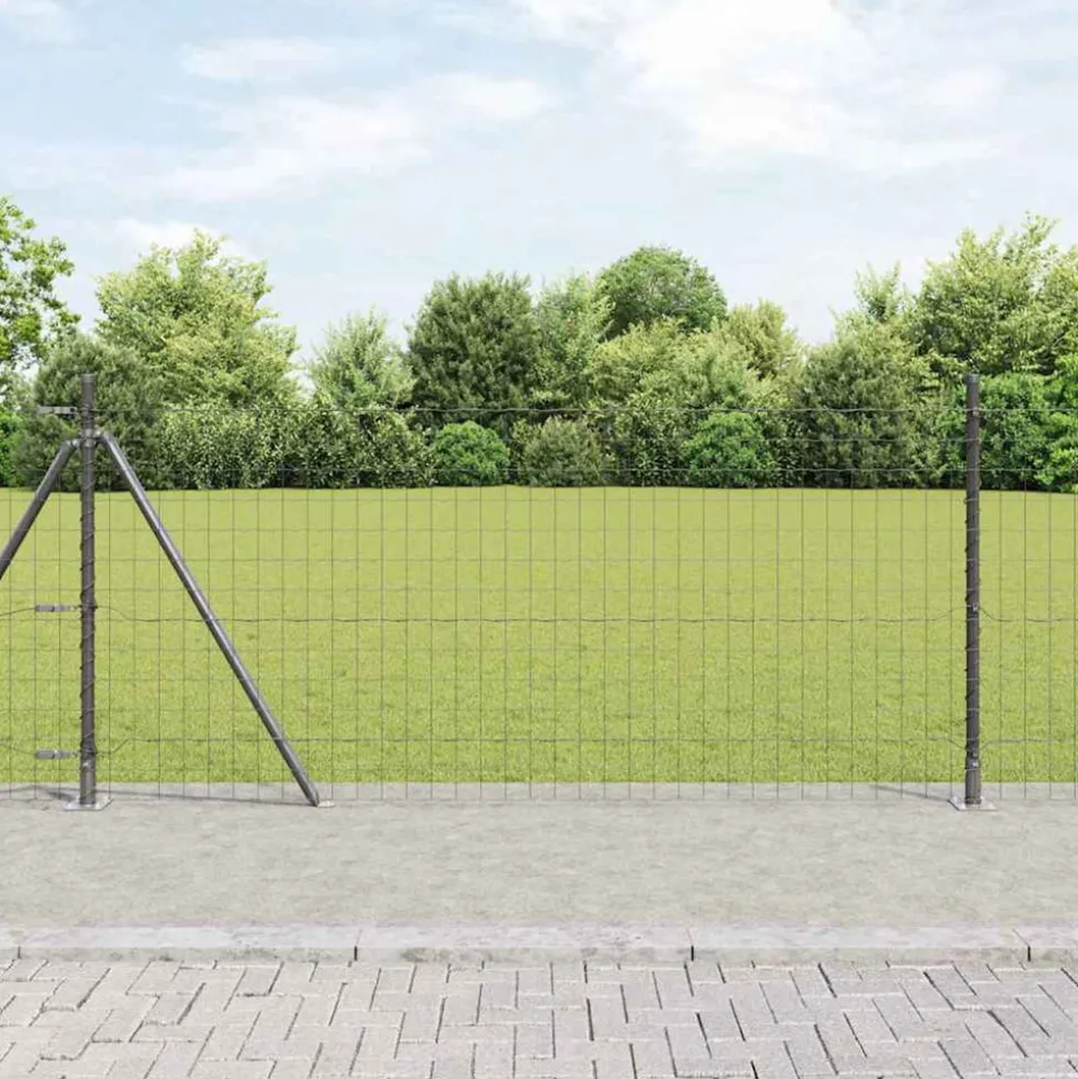 VIDAXL - Clôture avec poteaux gris 0.8 x 25 m acier