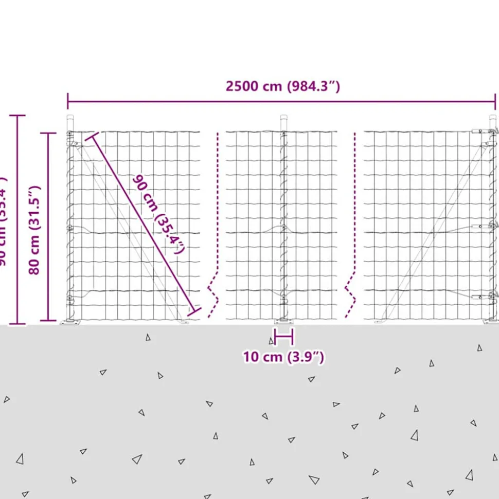 VIDAXL - Clôture avec poteaux gris 0.8 x 25 m acier