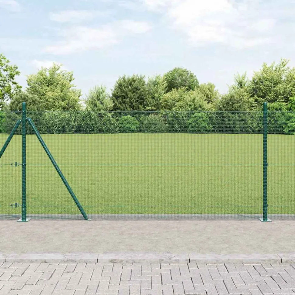 VIDAXL - Clôture avec poteaux vert 1 x 10 m acier