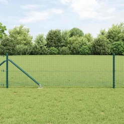 VIDAXL - Clôture avec poteaux vert 0.4 x 25 m acier