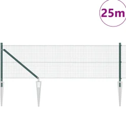 VIDAXL - Clôture avec poteaux vert 0.4 x 25 m acier