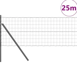 VIDAXL - Clôture avec poteaux gris 0.8 x 25 m acier
