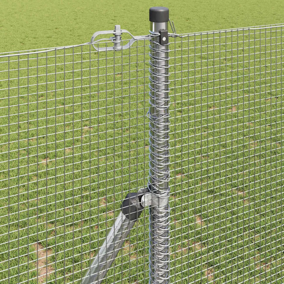 VIDAXL - Clôture avec poteaux argent 1.4 x 10 m acier
